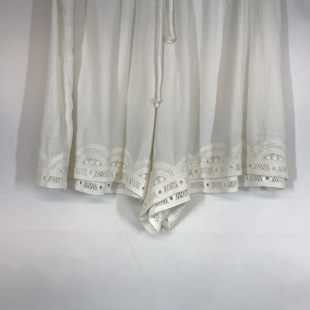 AERIE - WOMEN'S‎ LARGE - WHITE DRAWSTRING WAIST LACE DETAIL SLEEPWEAR SHORTS - Picture 3 of 11